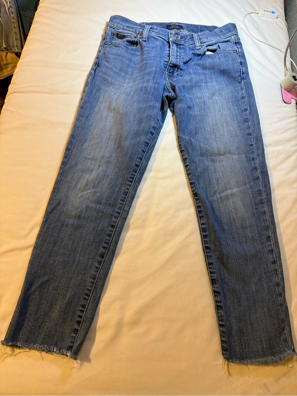 Ralph Lauren Blue Denim Jeans with Brass Stitching